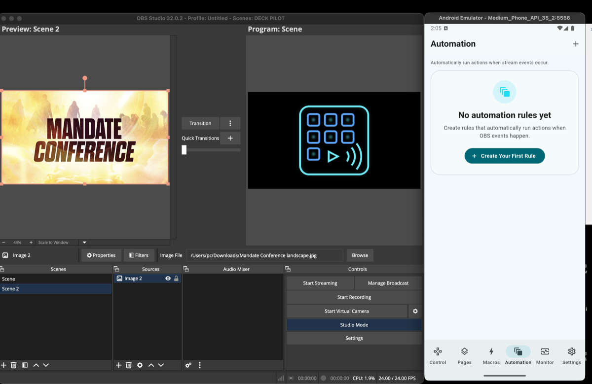 DeckPilot automation controls for OBS livestream workflows